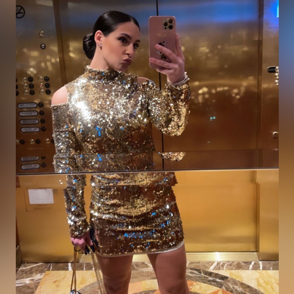 Gold Sequin Marciano Dress
